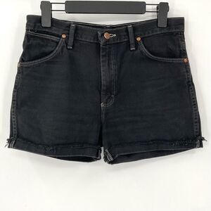 Wrangler Rolled Cuff Cut Off Denim Shorts High Rise Women 31‎ Faded Black Cotton